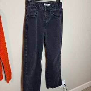 HDLTE Black High-Rise Straight Leg Jeans – XS